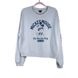 Disney Mickey Mouse The One & Only Blue Grey Graphic Pullover Casual Sweatshirt